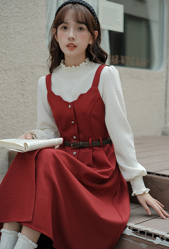 Button Up Scallop Cami Dress