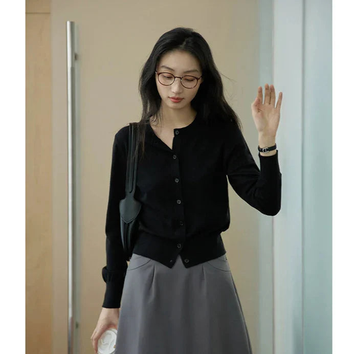 Classic Grey Button Up Cardigan