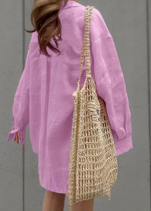 Isla – Pink Linen Shirt and Shorts Set