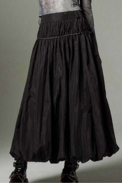 Vintage Ruffled Flowing Maxi Skirt