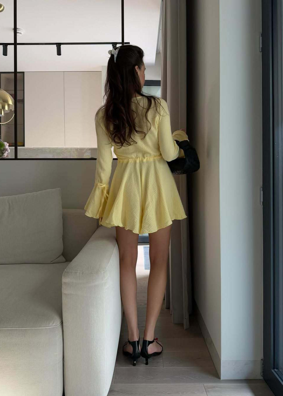 Lemon Aura - Flared Sleeve Button Romper