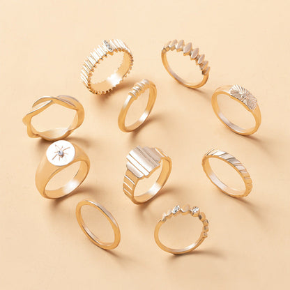 10-Piece Alloy Zirconia Statement Ring Set