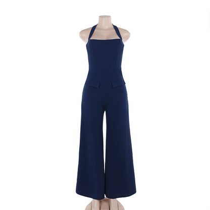 Fall Sexy Women Clothing Casual Slimming Bag Cover Halter Jumpsuit Women