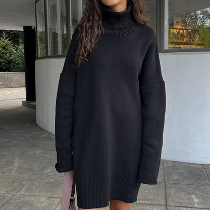 Autumn Winter Turtleneck Sweater Women Mid Length Thickened Russia Long Sleeved Knitwear