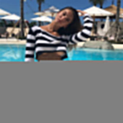 Knitted Striped Shorts Set Women Autumn Winter Long Sleeved Short Top Cropped Sexy Two Piece Set