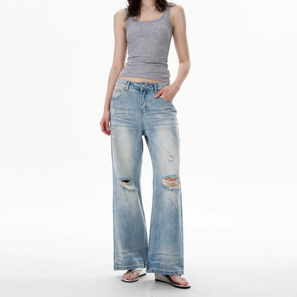 Light Wash Mid-Rise Wide-Leg Jeans