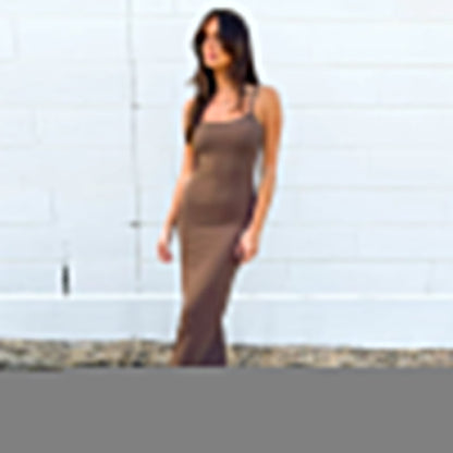 Summer Women Dress Solid Color Dress Comfort Casual Strap Dress