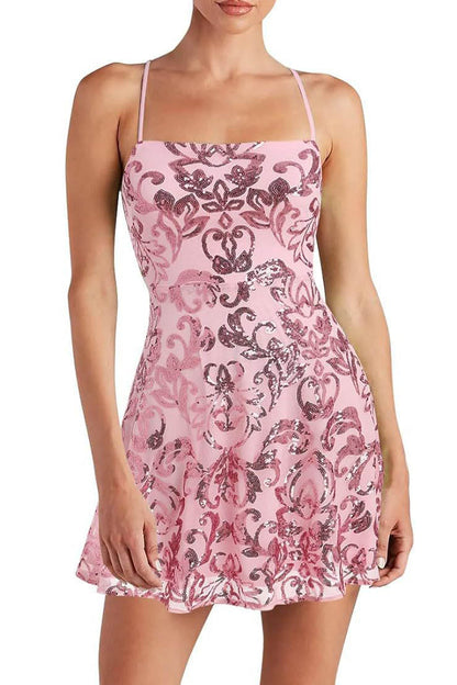 Minivestido sin mangas con tirantes de lentejuelas
