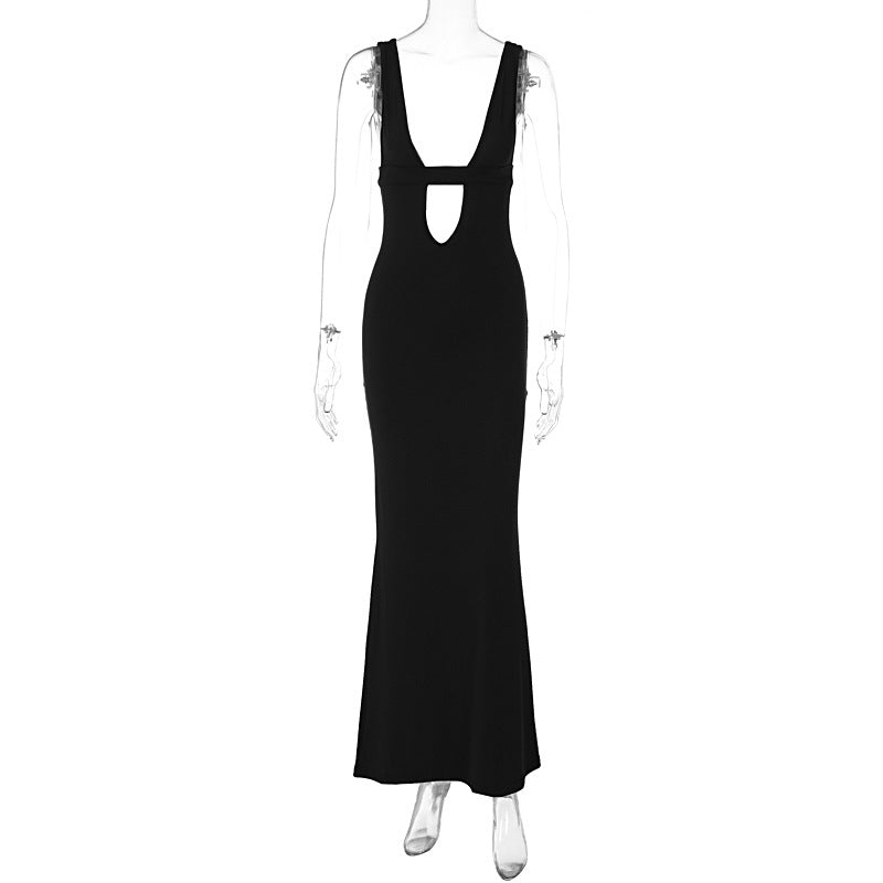 Best Seller in Sexy Deep V Plunge Patch Hollow Out Cutout Corset Maxi Dress Slim Strap Dress