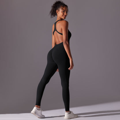Spring Gym Seamless Shaping Yoga Jumpsuit Integrated Belly Contracting Close Fitting Sports Back Shaping One Piece