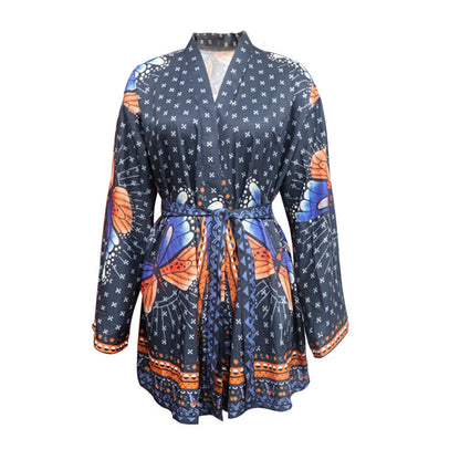 Women Printed Long-Sleeved Waist Women Dress