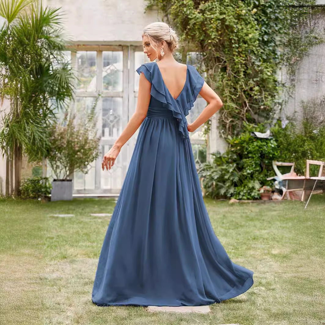 Chiffon Evening Dress Long V neck Formal Chiffon Dress Party Party Evening Dress Direct
