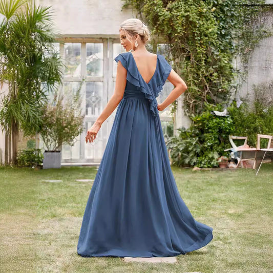 Chiffon Evening Dress Long V neck Formal Chiffon Dress Party Party Evening Dress Direct