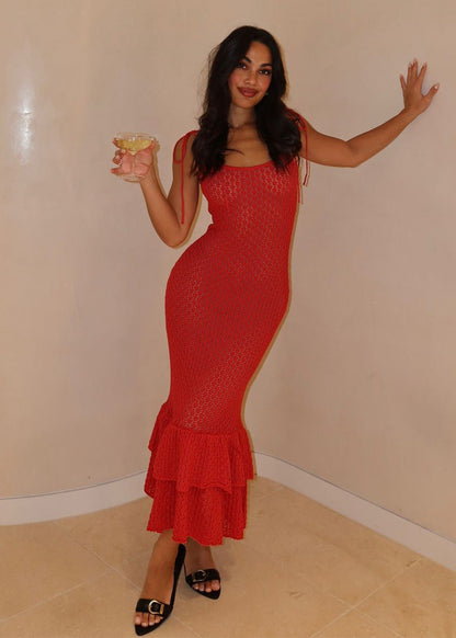 Sienna Lace-Up Knit Maxi Dress