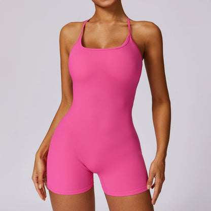 Quick Drying Nude Feel Sports One Piece Integrated Casual Running Fitness Clothes Tight Back Yoga Clothes