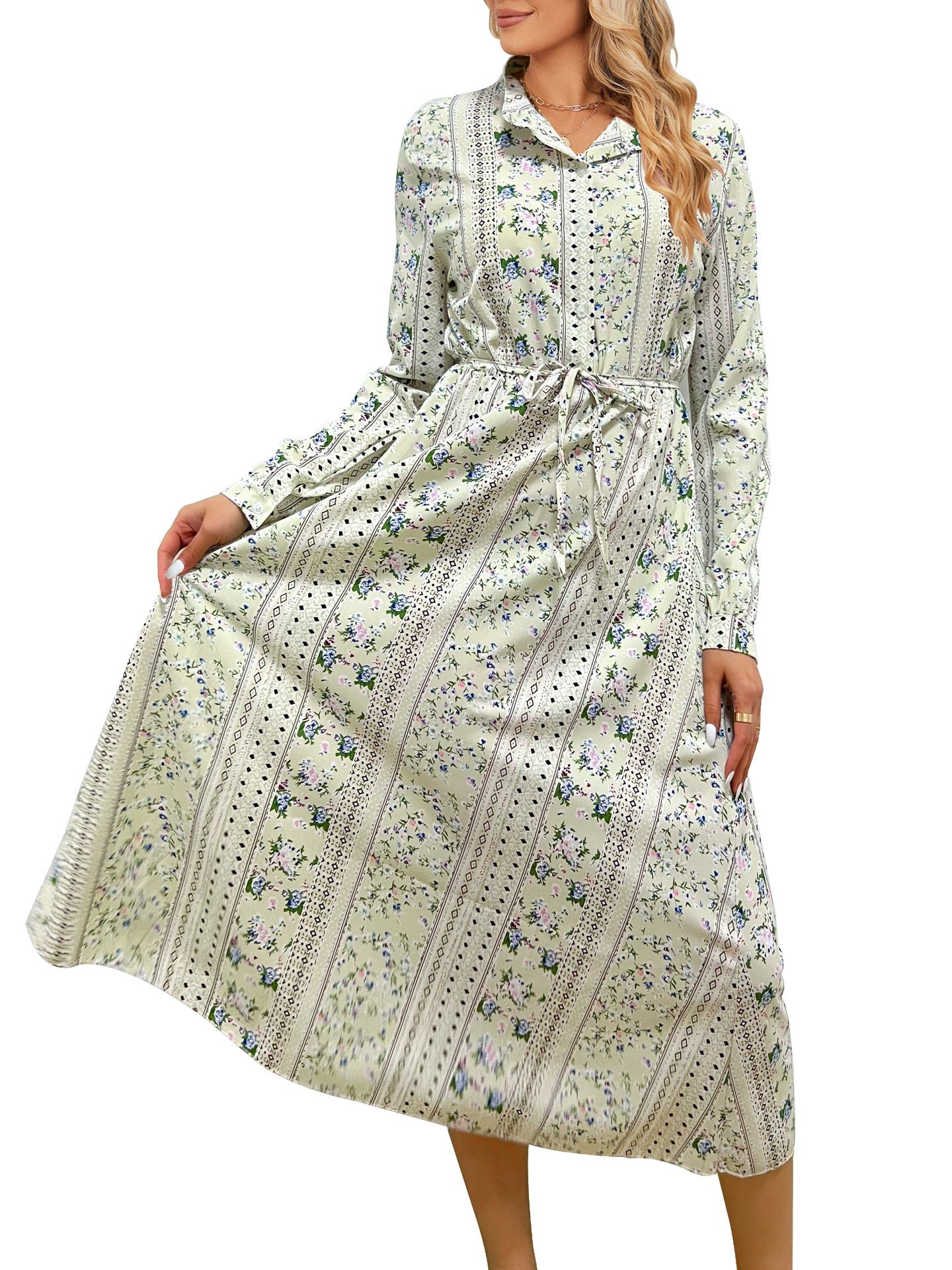 Spring Holiday Dress Lace up Floral Dress