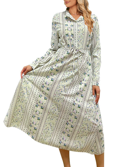 Spring Holiday Dress Lace up Floral Dress