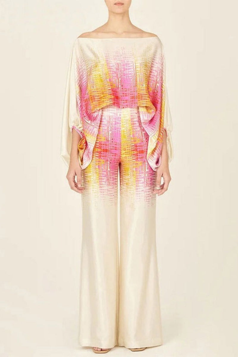 Conjunto de dos piezas con ondas abstractas - Amarillo-Rosa