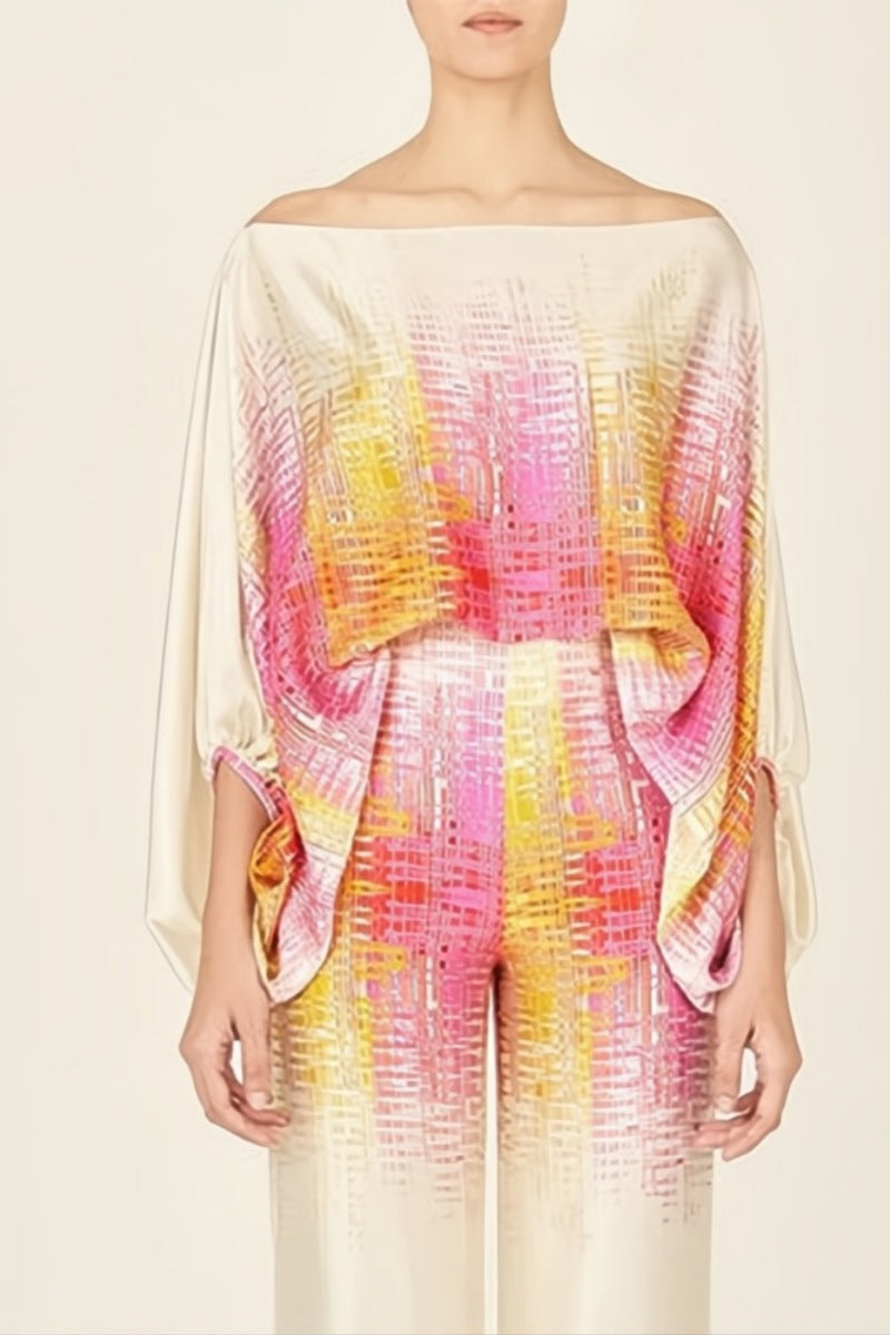 Conjunto de dos piezas con ondas abstractas - Amarillo-Rosa
