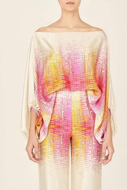Conjunto de dos piezas con ondas abstractas - Amarillo-Rosa