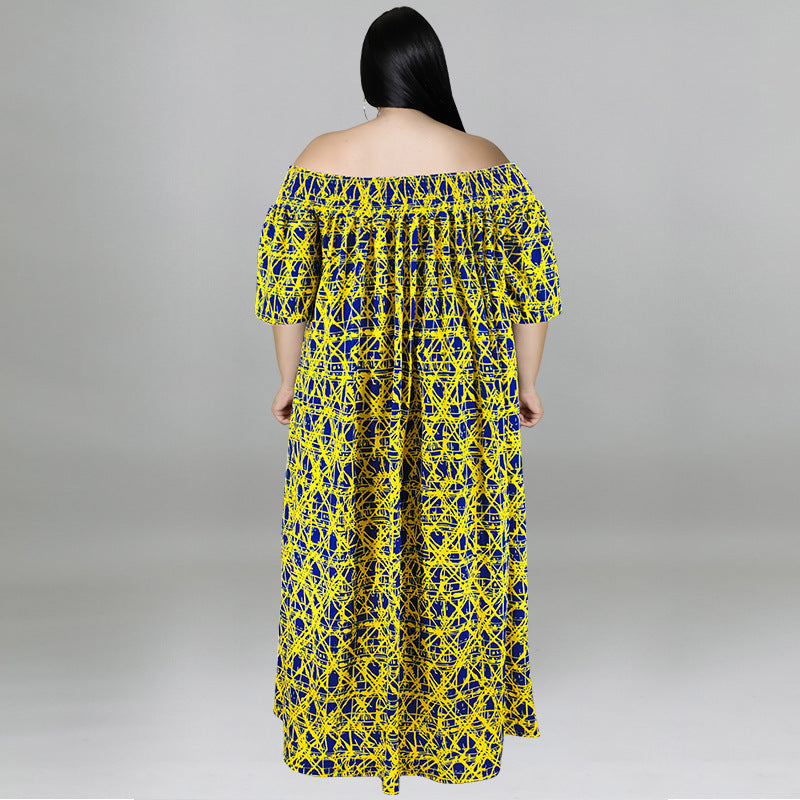 Casual Print Off Shoulder Dress