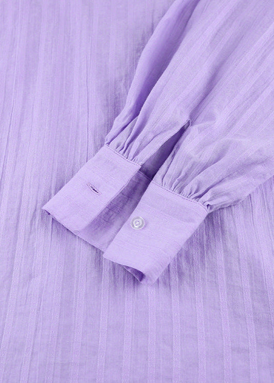 Lilac Drift - Striped Cotton Shirt and Shorts Set