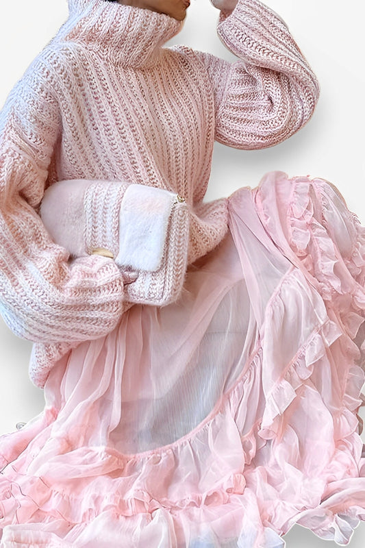 Stand-up collar and comfortable knitted sweater dress