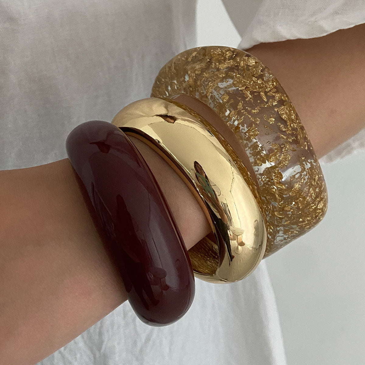 Smooth Wide Gold Foil Tie Dye Bracelet