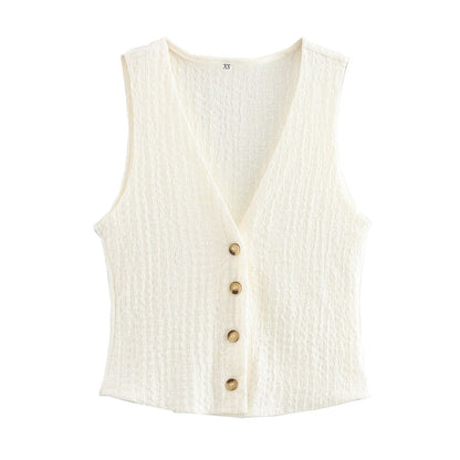 Women Texture Single Breasted Vest Jacket High Waist Straight Leg Pants Casual Two Piece Sets