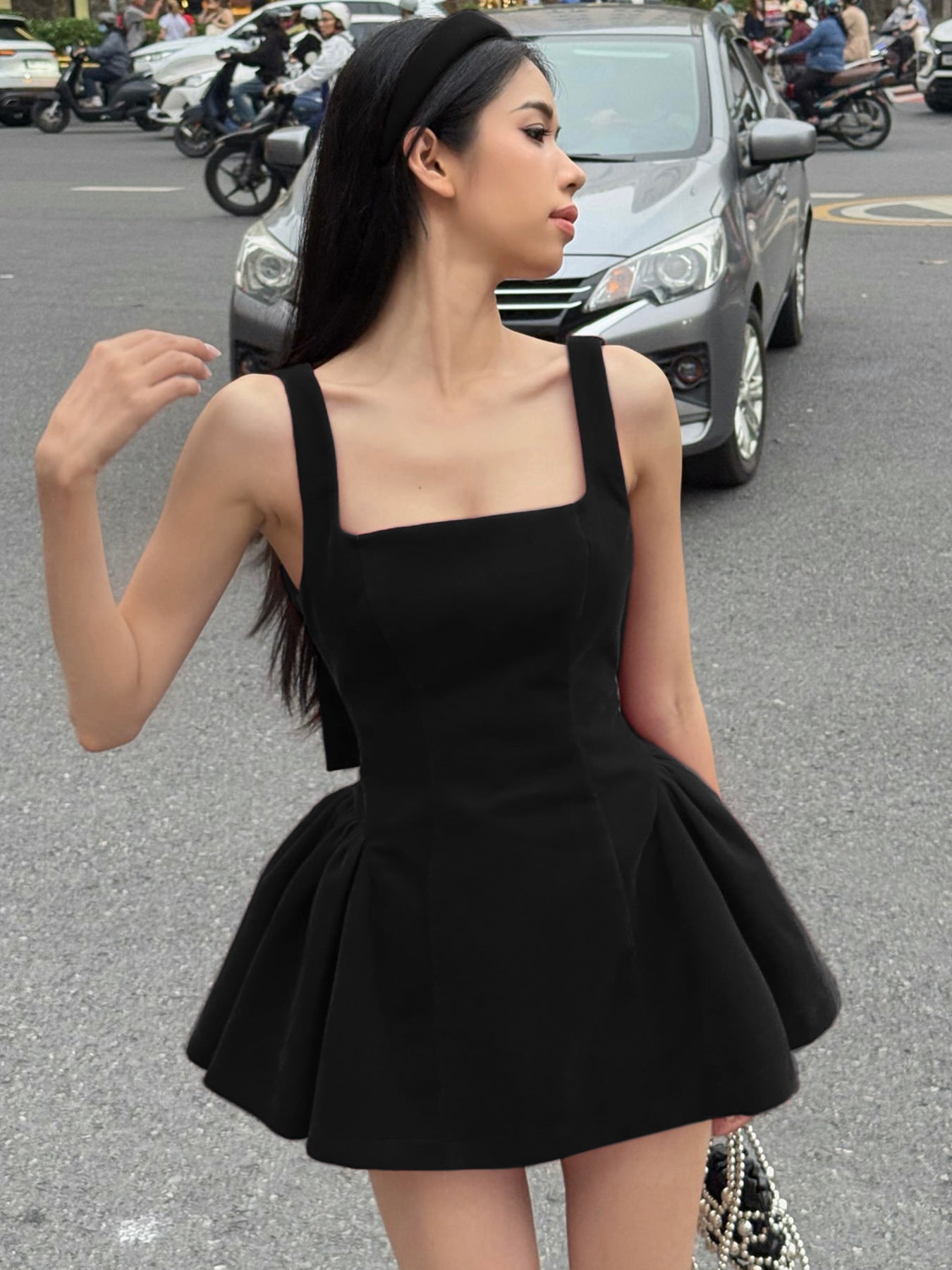 Spring Slip Backless Bow Pettiskirt Girl Cinched Short Dress