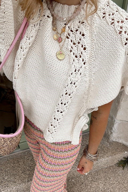 Suéter de punto con cordones y huecos para mujer