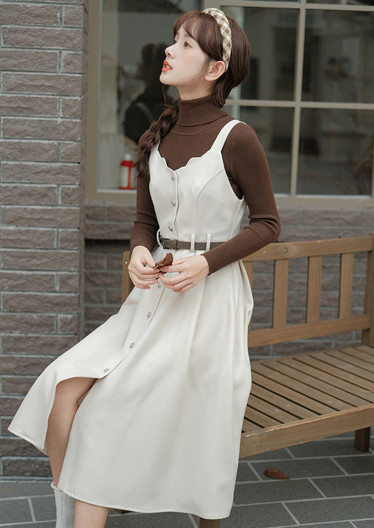 Button Up Scallop Cami Dress