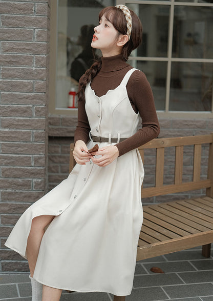 Button Up Scallop Cami Dress