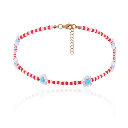 Flower beaded multicolor anklet