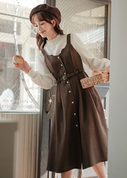 Button Up Scallop Cami Dress