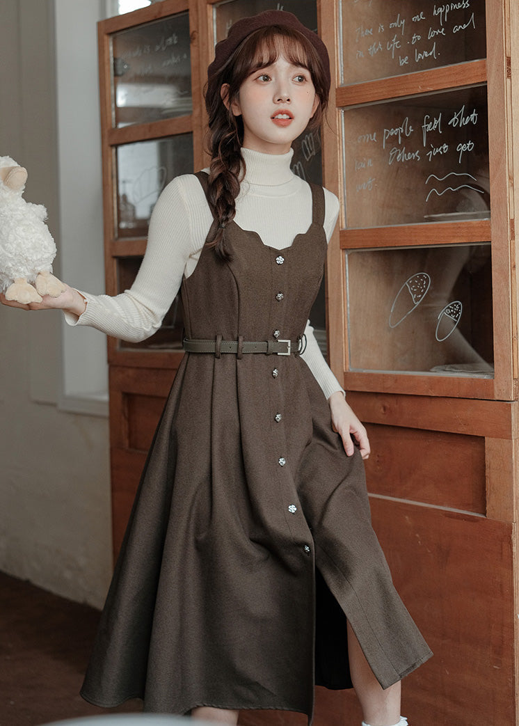 Button Up Scallop Cami Dress