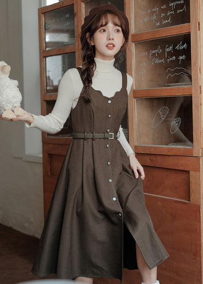 Button Up Scallop Cami Dress