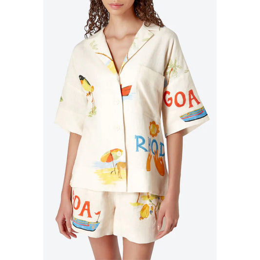 Spring Summer Vacation Flip Batwing Sleeve Set Casual Loose Pockets Two-Piece Set for Women