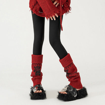 Wool Chunky Slouchy Sexy Red Leg Warmers