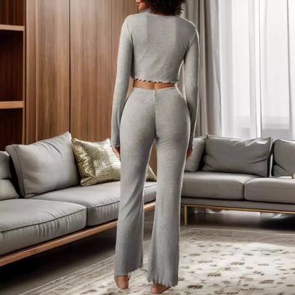 2025 AliExpress New Forgiving Long Sleeve Cropped Long Pants Casual Set Suit