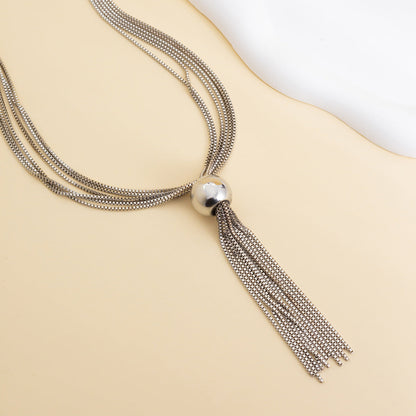 Chunky Bead Drop Layered Chain Necklace