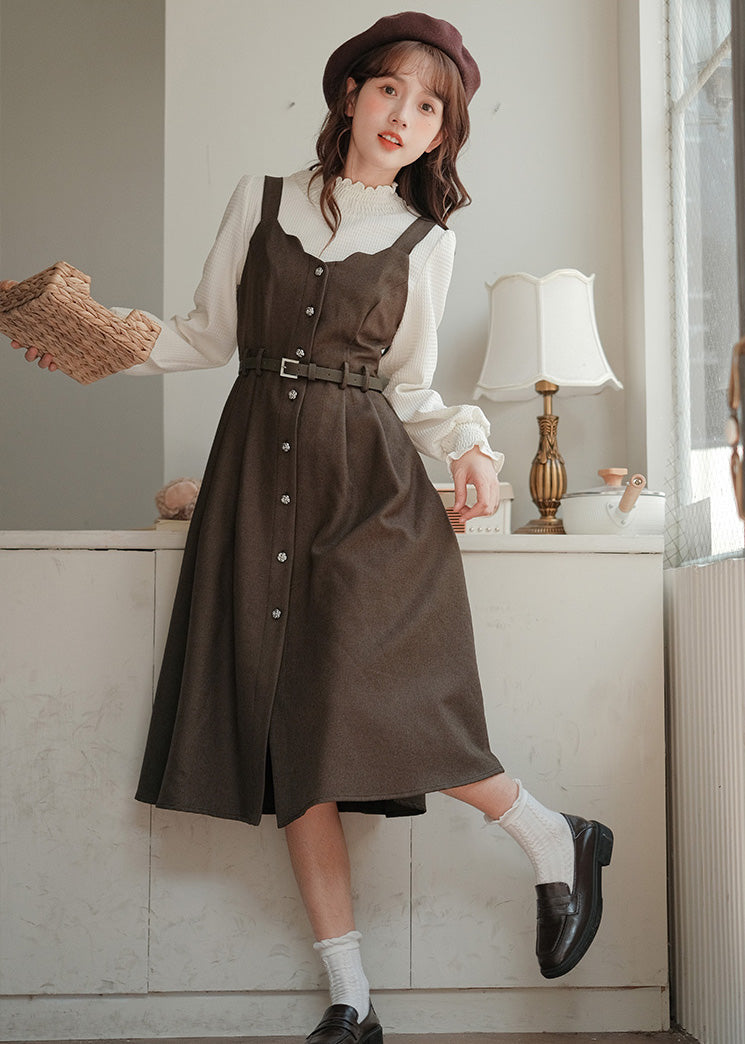 Button Up Scallop Cami Dress
