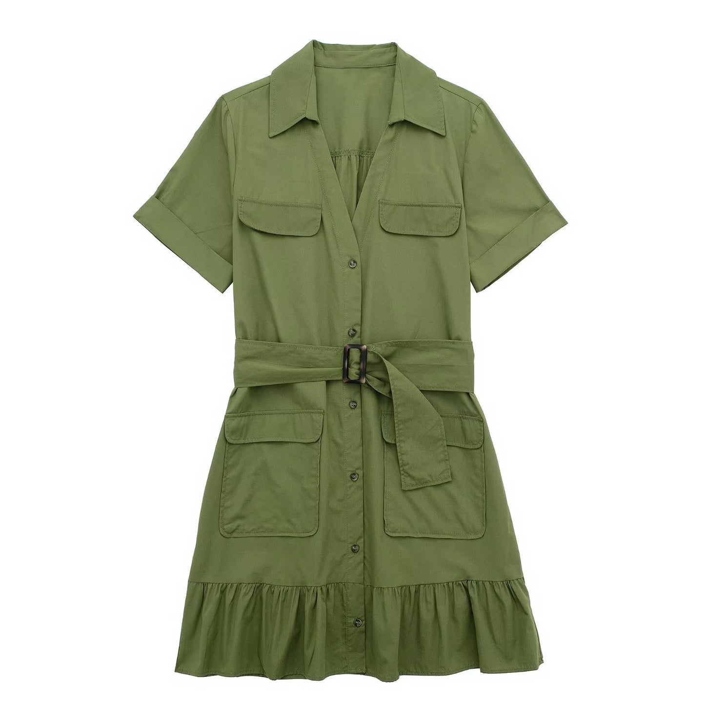Spring Women Clothing Simple Graceful Waistband Poplin Dress