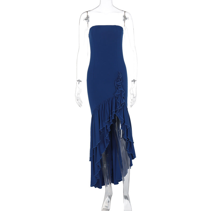 Ladies' sexy off shoulder, sexy off shoulder strapless, hip hugging, irregular wave fashion party dress