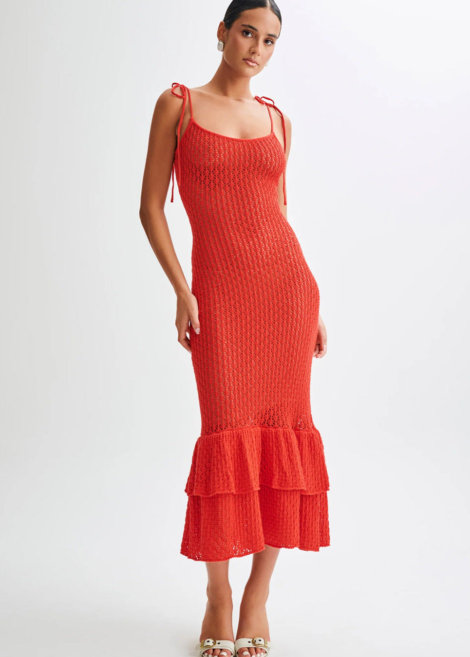 Sienna Lace-Up Knit Maxi Dress