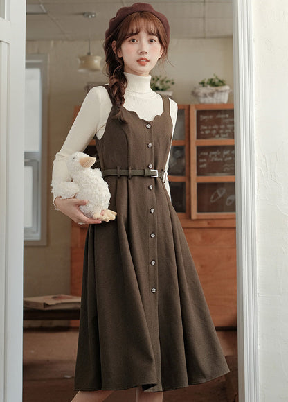 Button Up Scallop Cami Dress