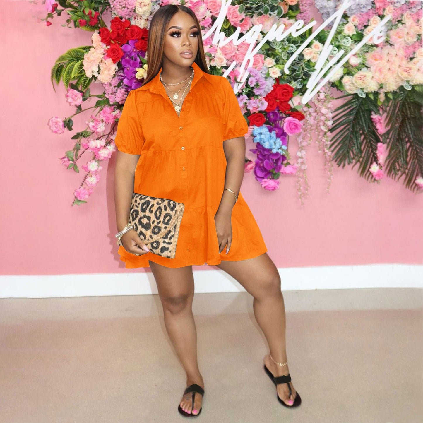 Recommended Casual Solid Color Shirt Loose Dress