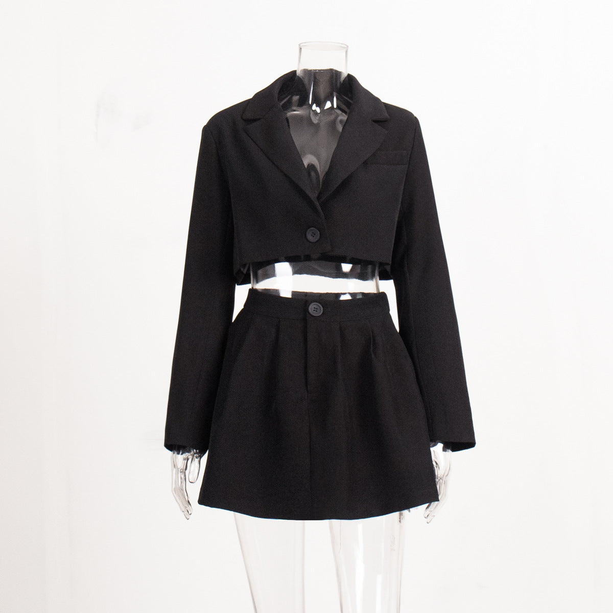 Skirt Set Spring Shoulder Collared Miniskirt Sets