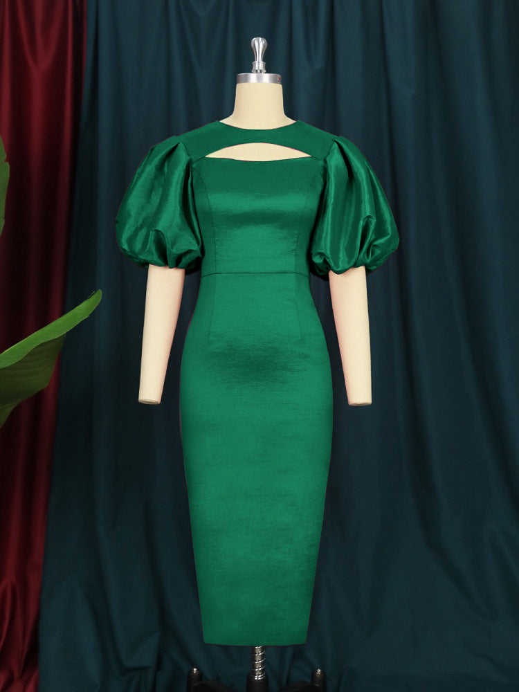 Lantern Sleeve Evening Dress