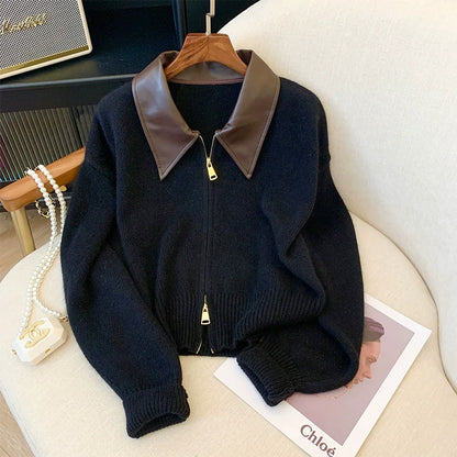 Mahogany Polo Knit Cardigan